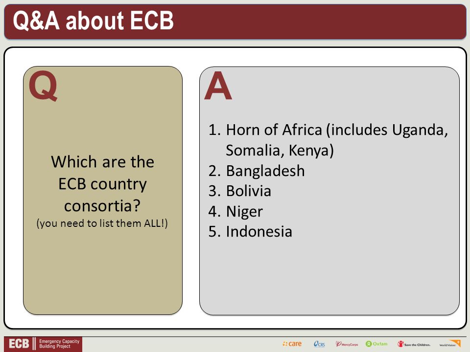 Q&A about ECB . Which are the ECB country consortia.