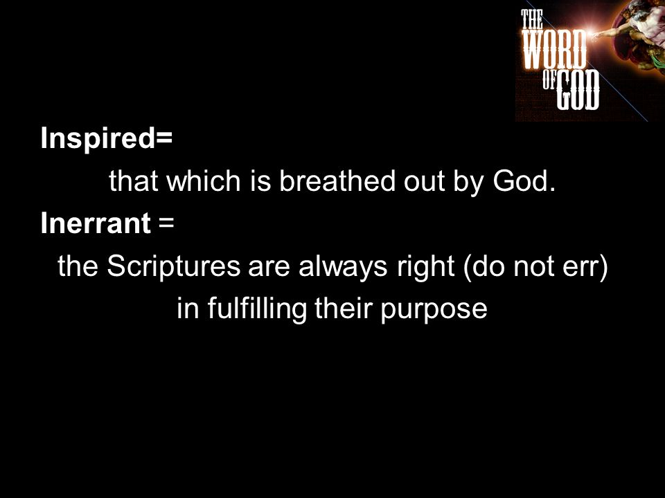 Inspired= that which is breathed out by God.