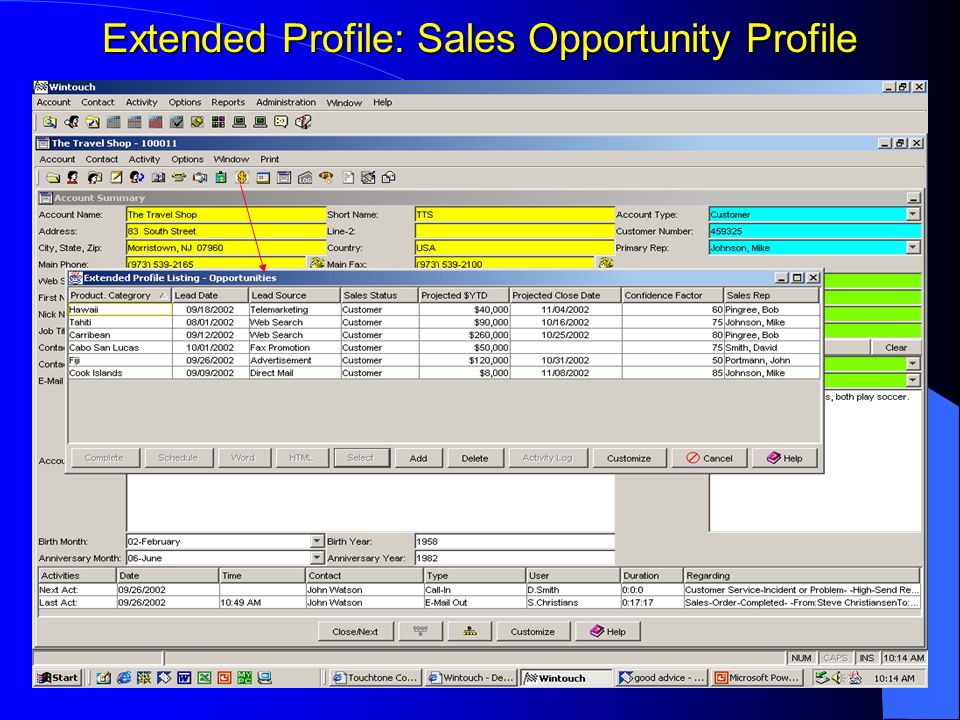 Extended Profile: Sales Opportunity Profile