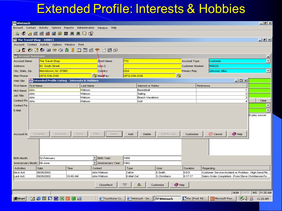 Extended Profile: Interests & Hobbies