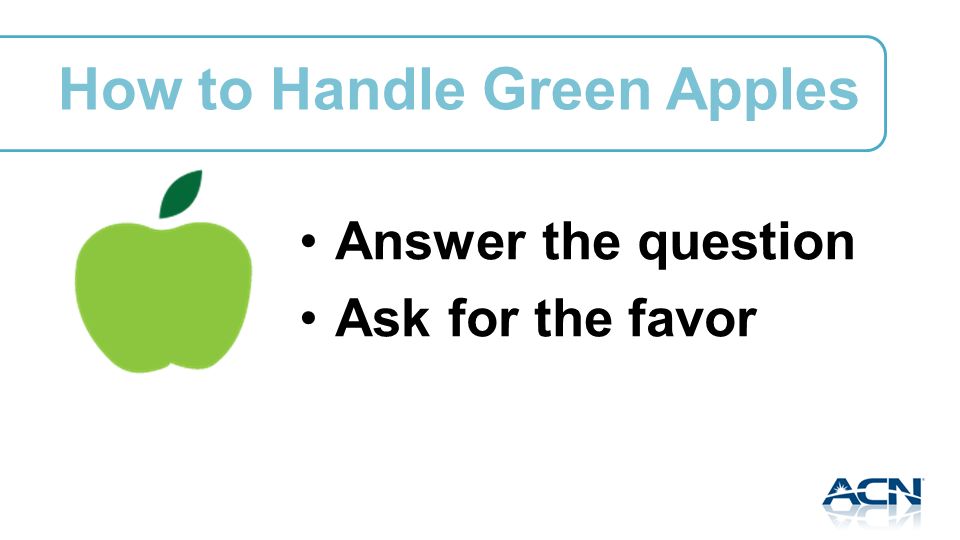 How to Handle Green Apples Answer the question Ask for the favor