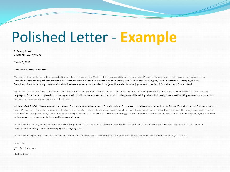 Example of application letter for applying scholarship