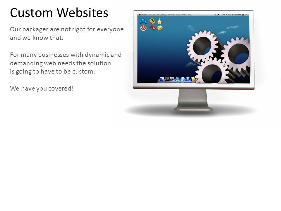 Custom Websites Our packages are not right for everyone and we know that.