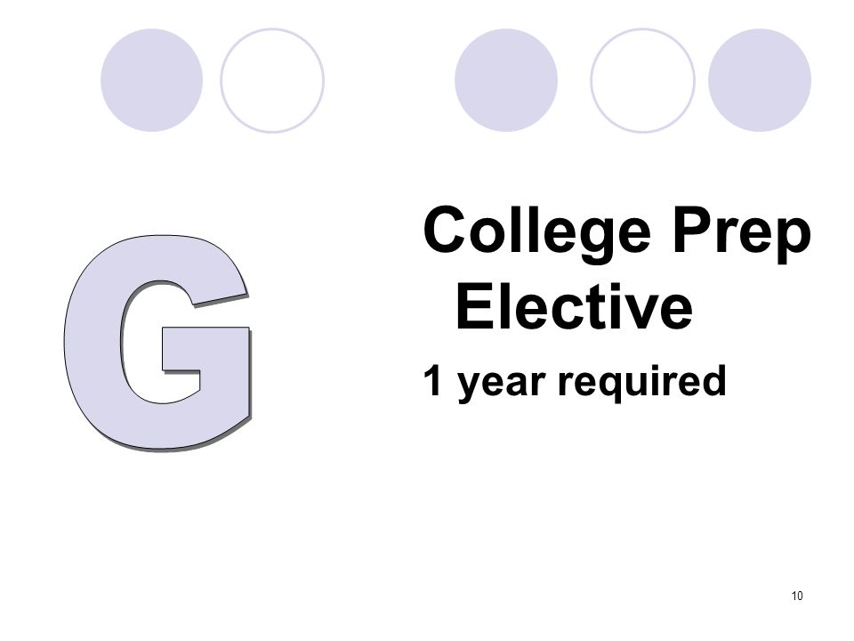 College Prep Elective 1 year required 10