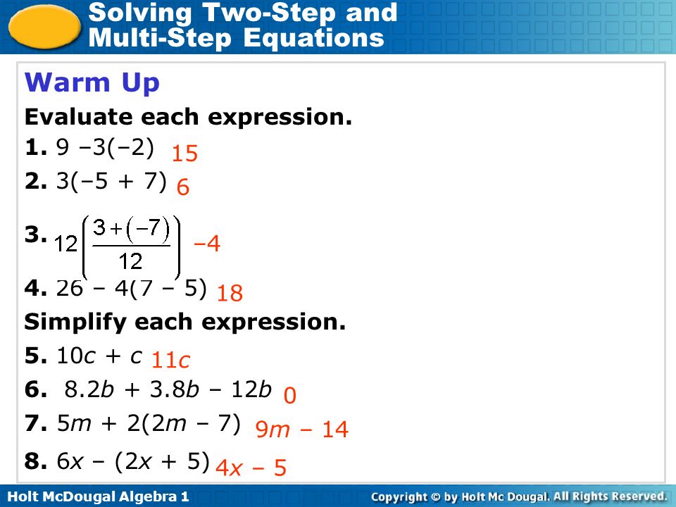 Lesson 2 3 Solving Two Step And Multistep Equations Answers Solving Two Step Inequalities Worksheet Holt 6 Multi Equations Practice 2 1 Lesson 3