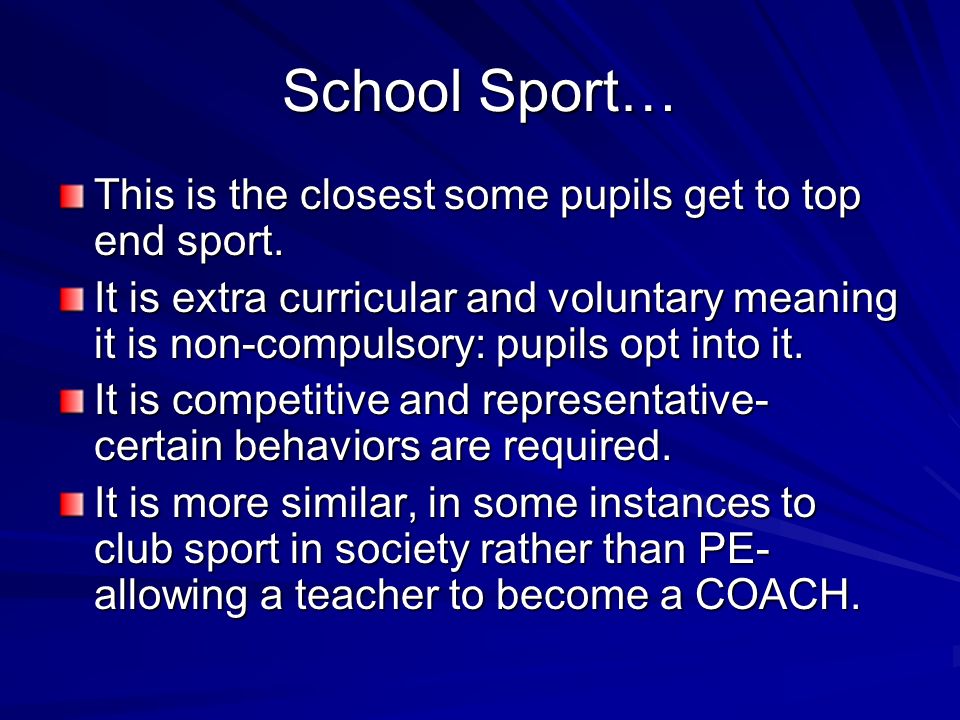 School Sport… This is the closest some pupils get to top end sport.