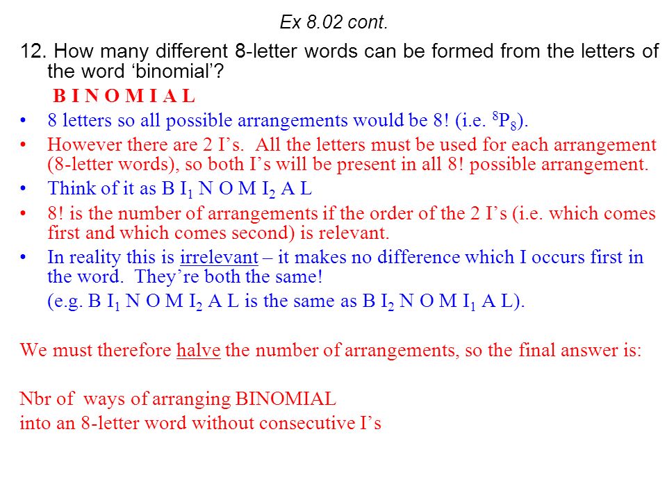 sigma solutions permutations and combinations ex page ppt download 8 letter words starting with p