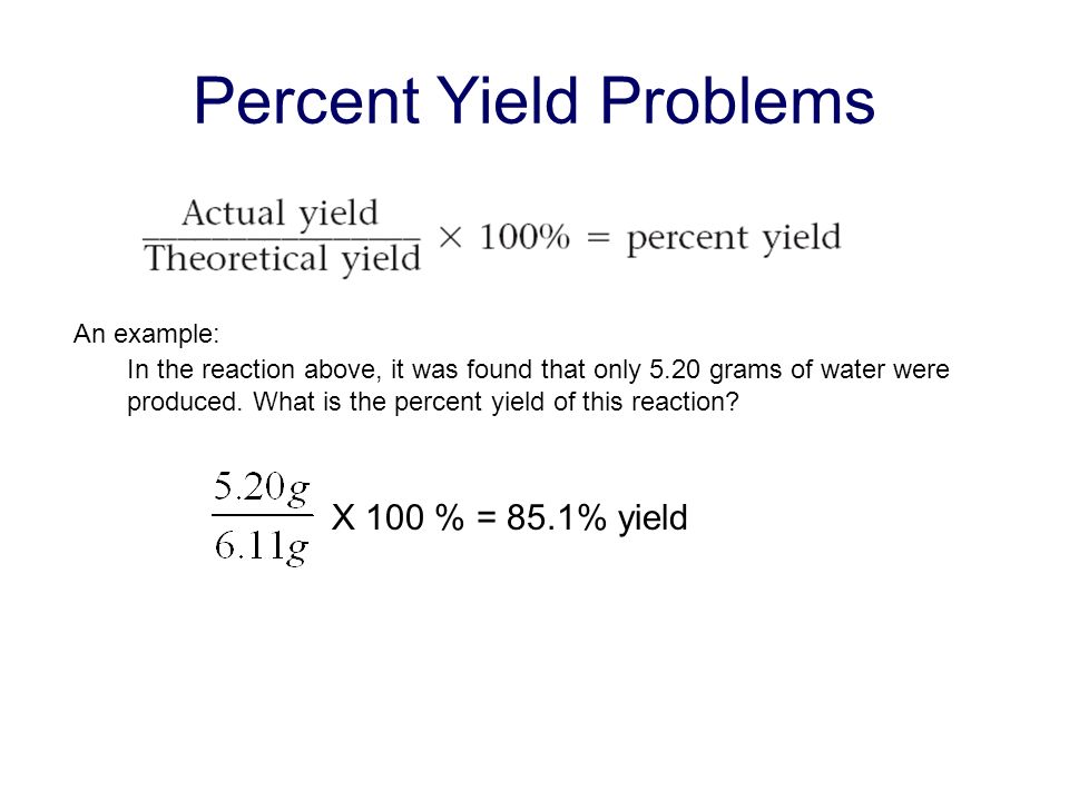 How To Determine Percent Yield Of A Reaction Our Work Tommykeith Theoretical Yield And Percent Purity
