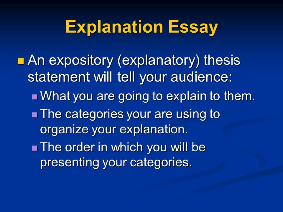Essay Explanation