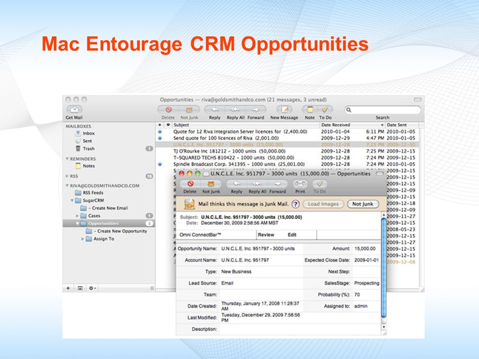 Mac Entourage CRM Opportunities