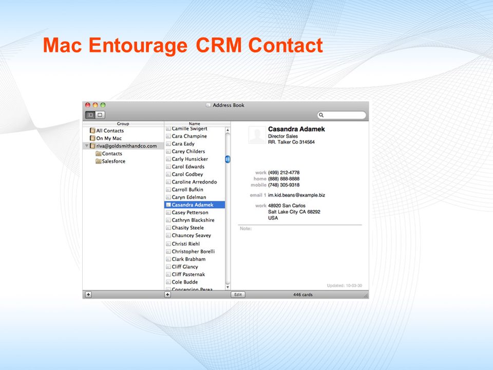 Mac Entourage CRM Contact