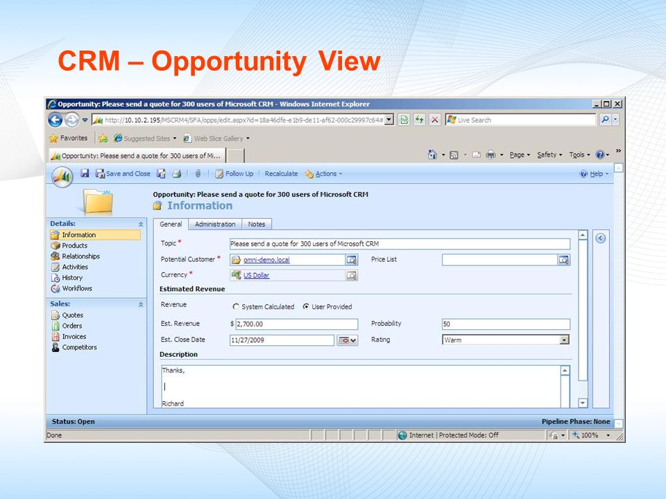 CRM – Opportunity View