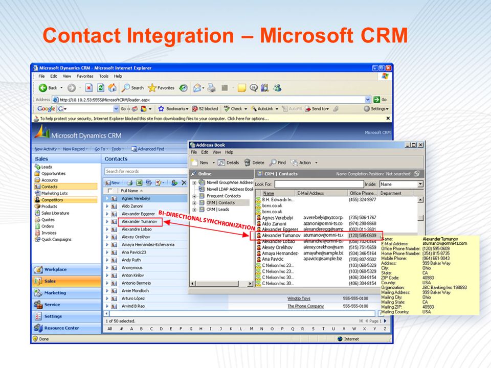 Contact Integration – Microsoft CRM