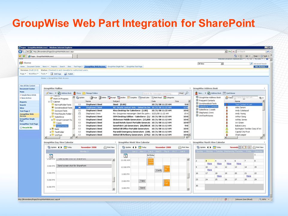 GroupWise Web Part Integration for SharePoint
