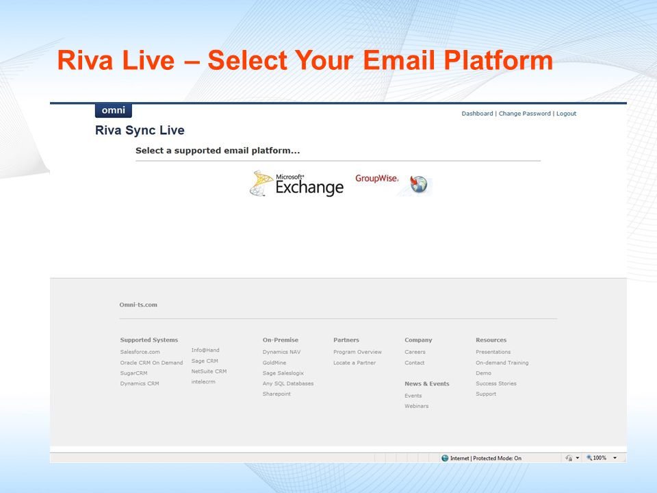 Riva Live – Select Your  Platform