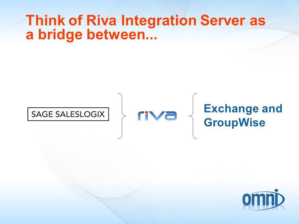 Exchange and GroupWise Think of Riva Integration Server as a bridge between...
