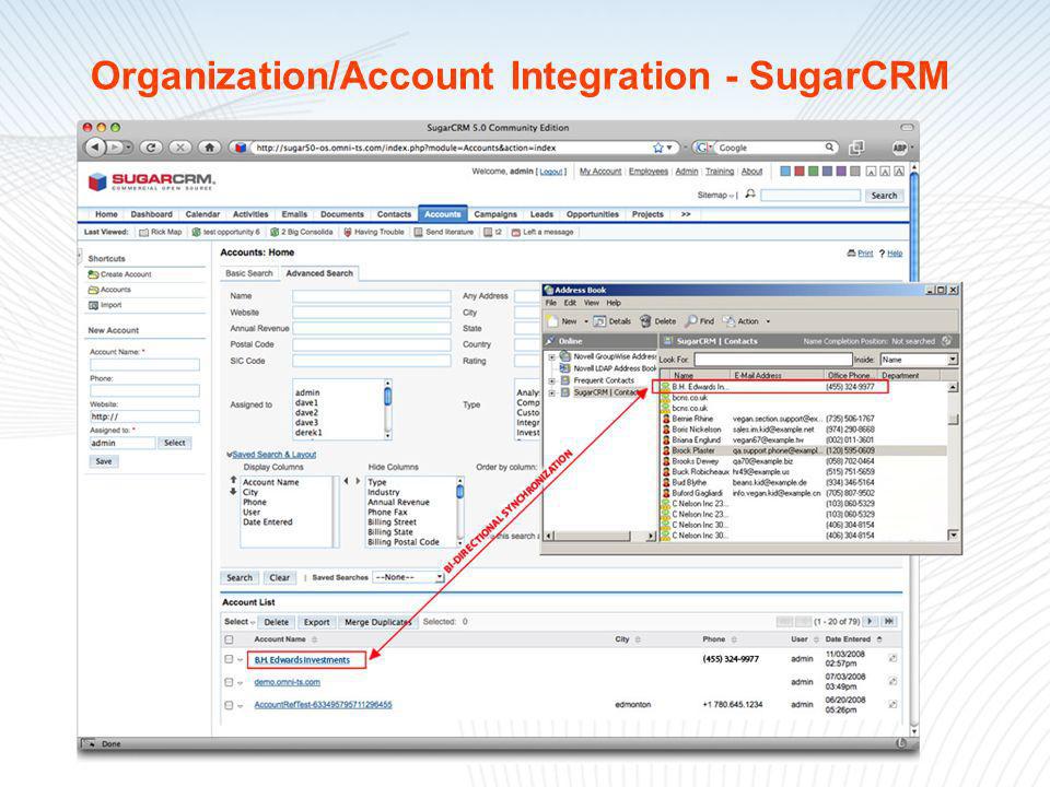 Organization/Account Integration - SugarCRM