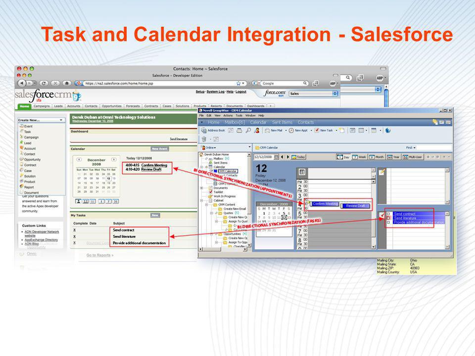 Task and Calendar Integration - Salesforce