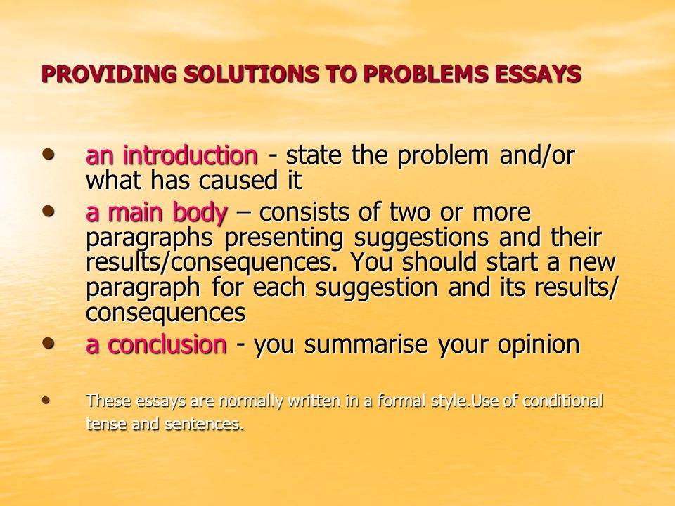 Problem And Solution Essay
