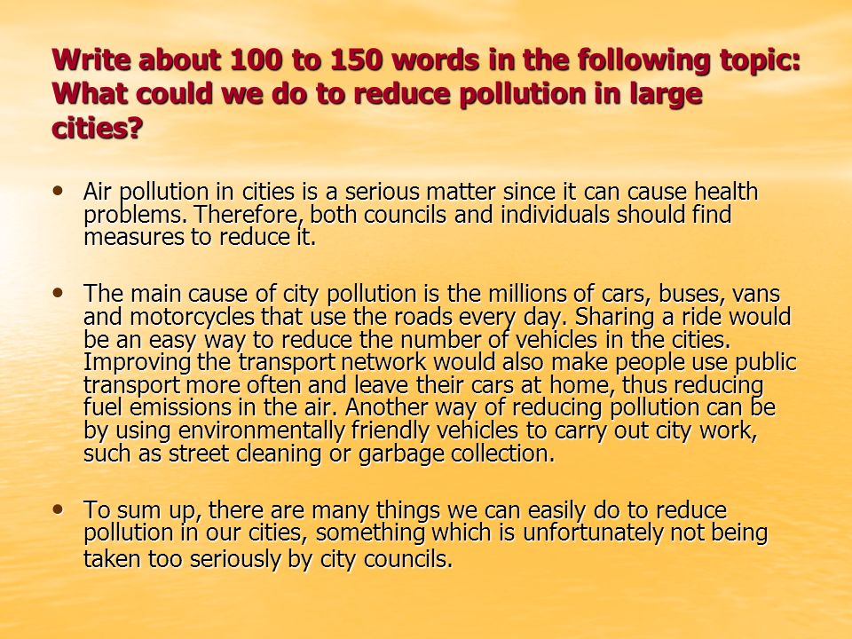 Essay environmental pollution 150 words