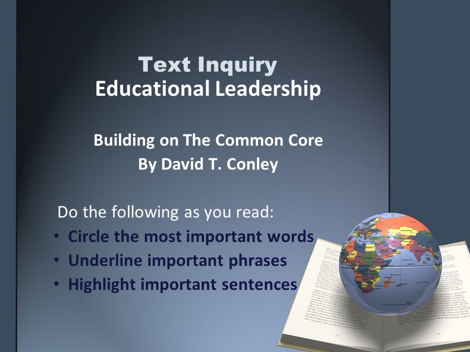 Text Inquiry Educational Leadership Building on The Common Core By David T.