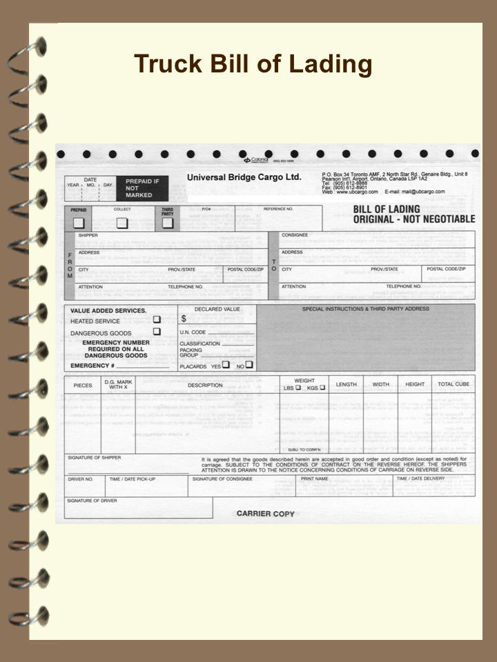 truck bill of lading