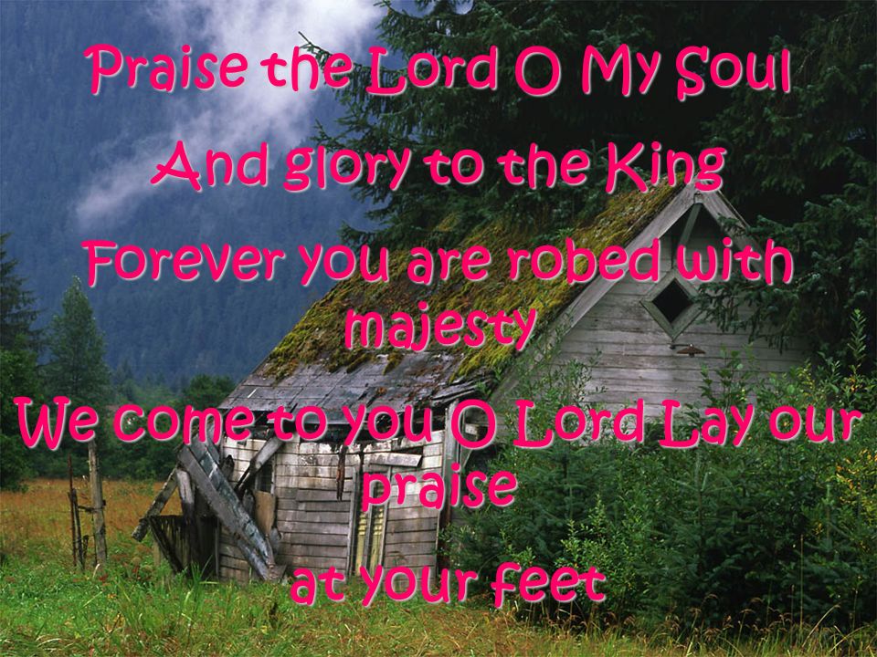 Praise the Lord O My Soul And glory to the King Forever you are robed with majesty We come to you O Lord Lay our praise at your feet at your feet
