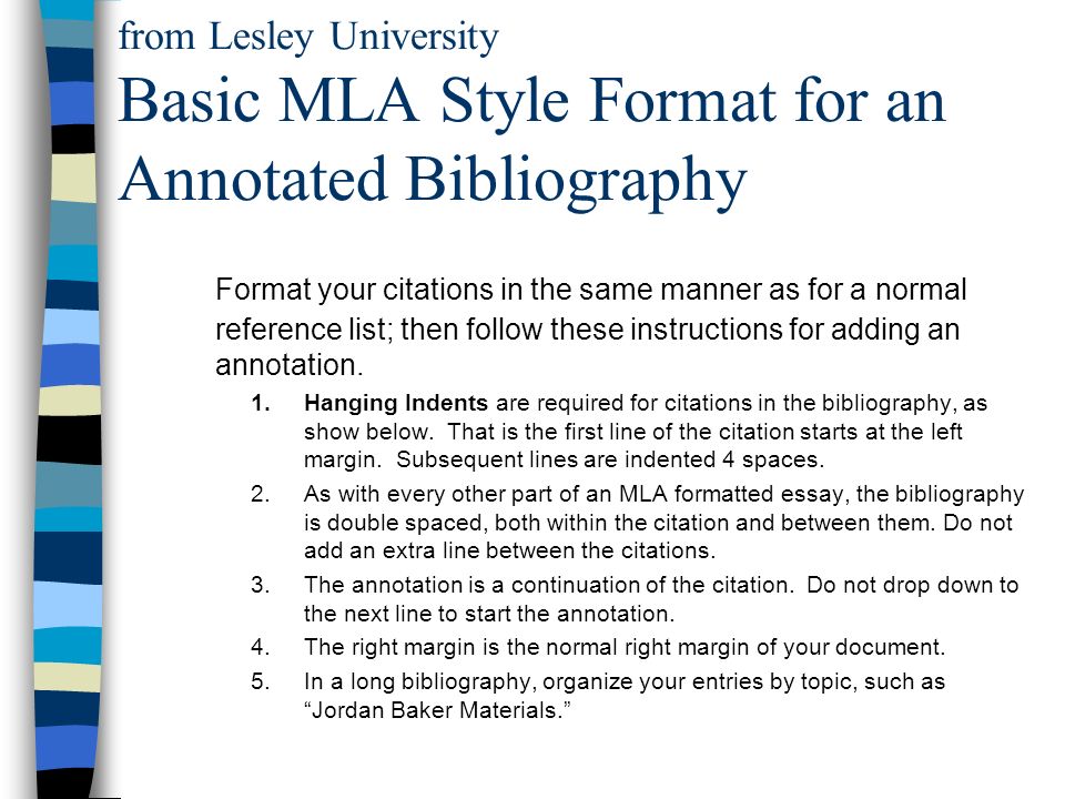 Structure of an annotated bibliography