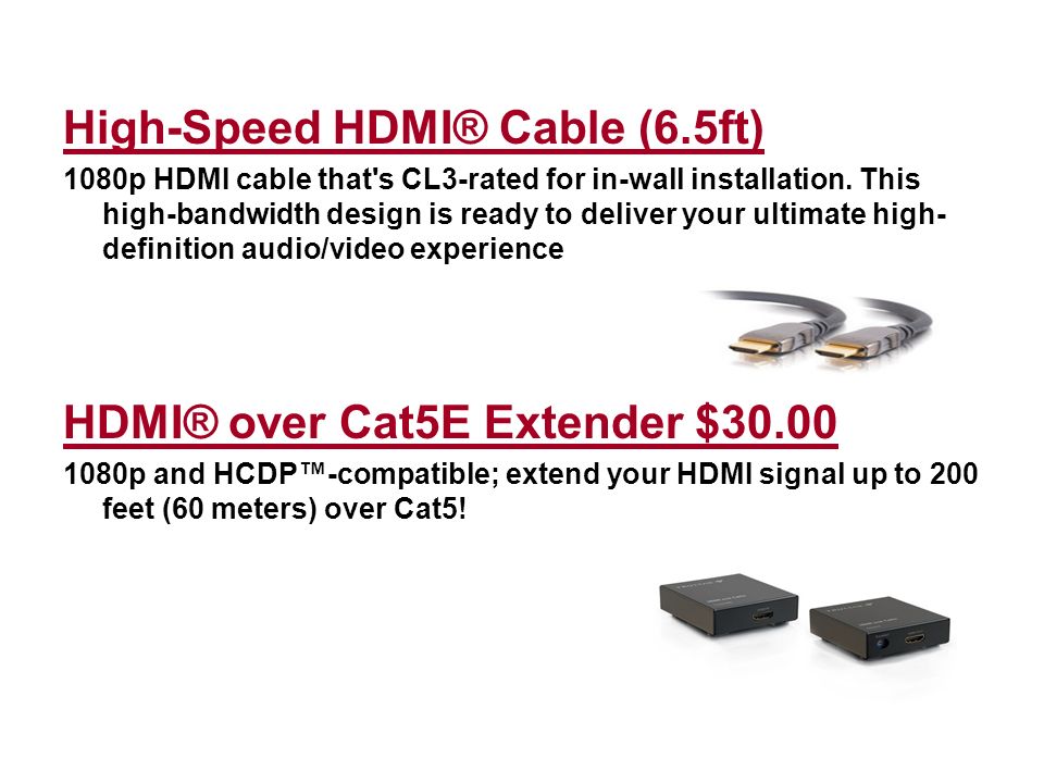 High-Speed HDMI® Cable (6.5ft) 1080p HDMI cable that s CL3-rated for in-wall installation.