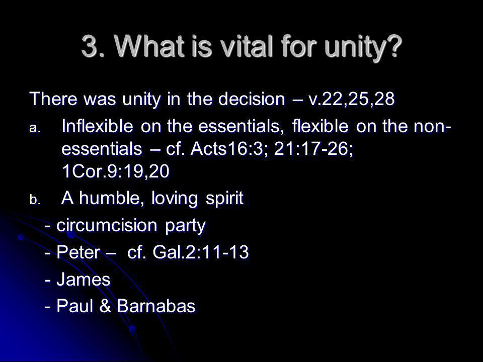 3. What is vital for unity. There was unity in the decision – v.22,25,28 a.