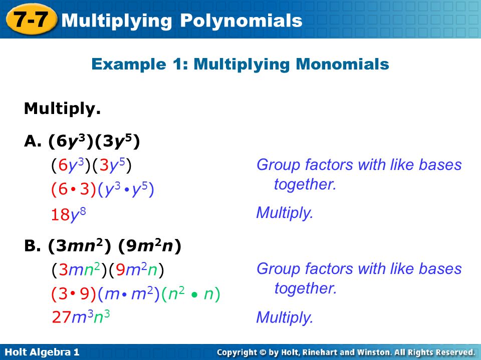Worksheets Multiplying Monomials And Polynomials Worksheet multiplying monomials worksheet 9 1 intrepidpath holt algebra polynomials 7