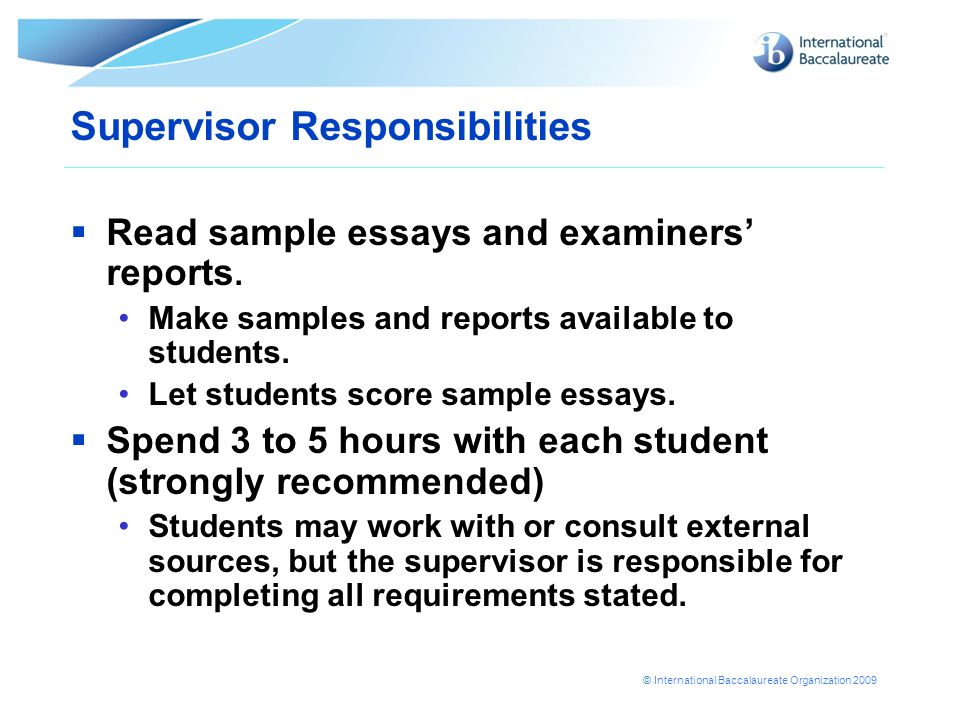 ibo extended essay supervisor ibo extended essay supervisor