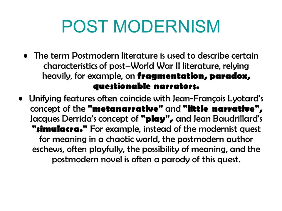 Essays On Postmodernism