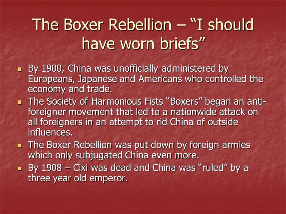 the boxer rebellion assessment Unit vii assessment - unit vii assessment question 1 3 united states first participation in an international relief effort happened during the boxer rebellion. the boxer rebellion assessment Unit vii assessment - unit vii assessment question 1 3 united states first participation in an international relief effort happened during the boxer rebellion.