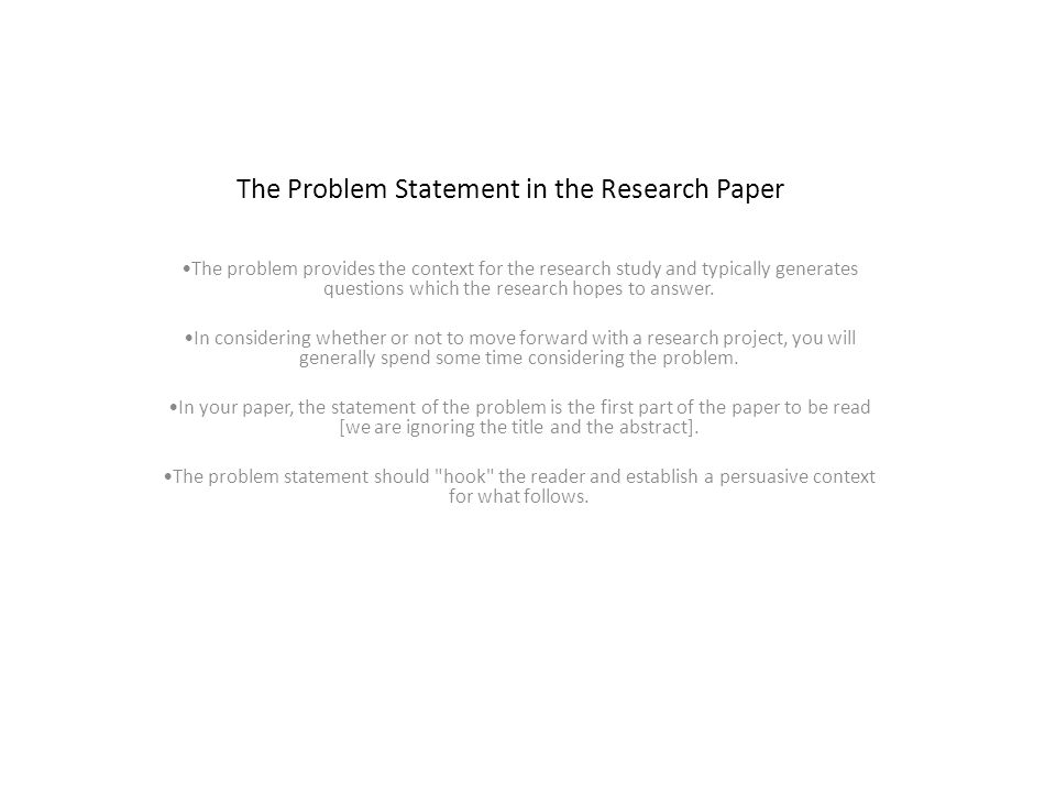 What is problem statement in research paper