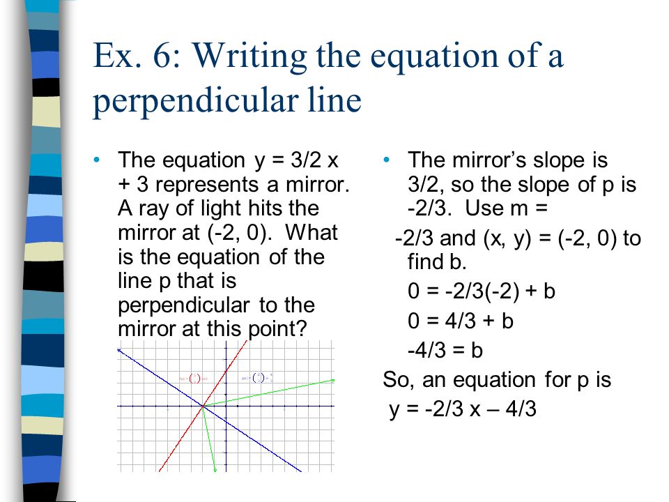3 7 Perpendicular Lines In The Coordinate Plane Geometry Mrs Ex 6 Writing The Equation Of A Perpendicular Line Y 3