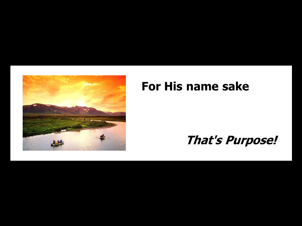For His name sake That s Purpose!