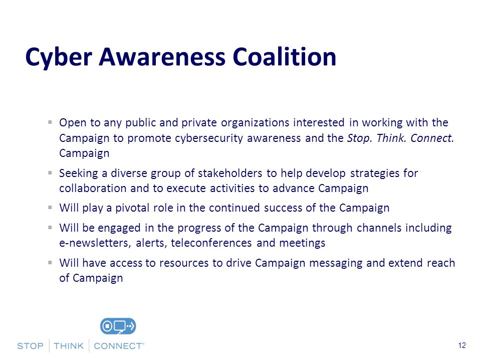 Presenters Name June 17, 2003 Open to any public and private organizations interested in working with the Campaign to promote cybersecurity awareness and the Stop.