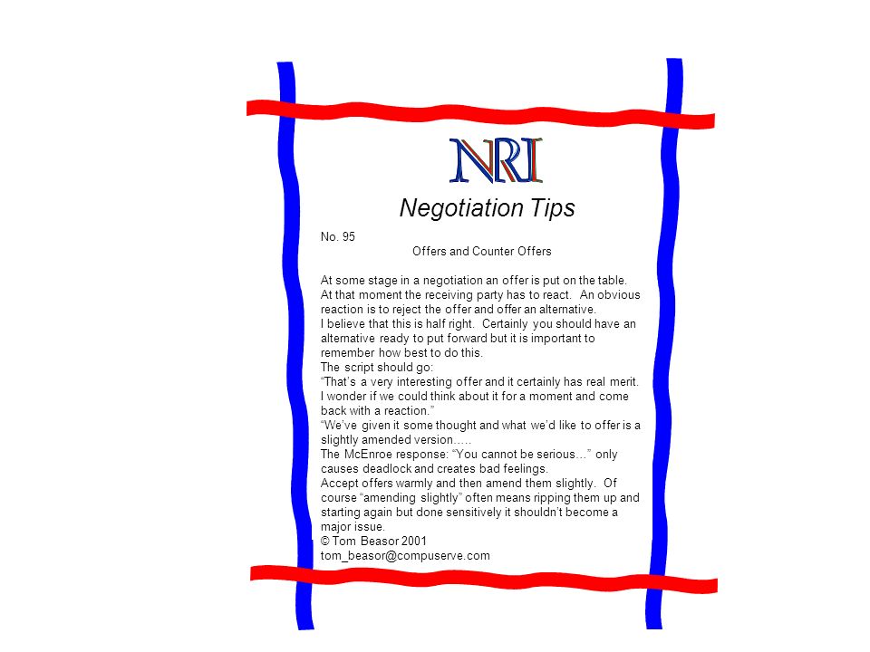 Negotiation Tips No.