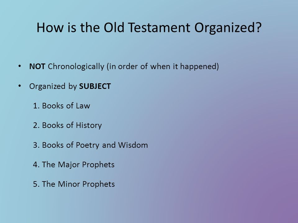 How is the Old Testament Organized.