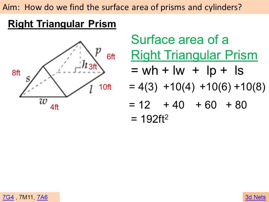 Lateral & Total Surface Area Rectangular, Triangular Prisms, Cylinders -  Lessons - Blendspace