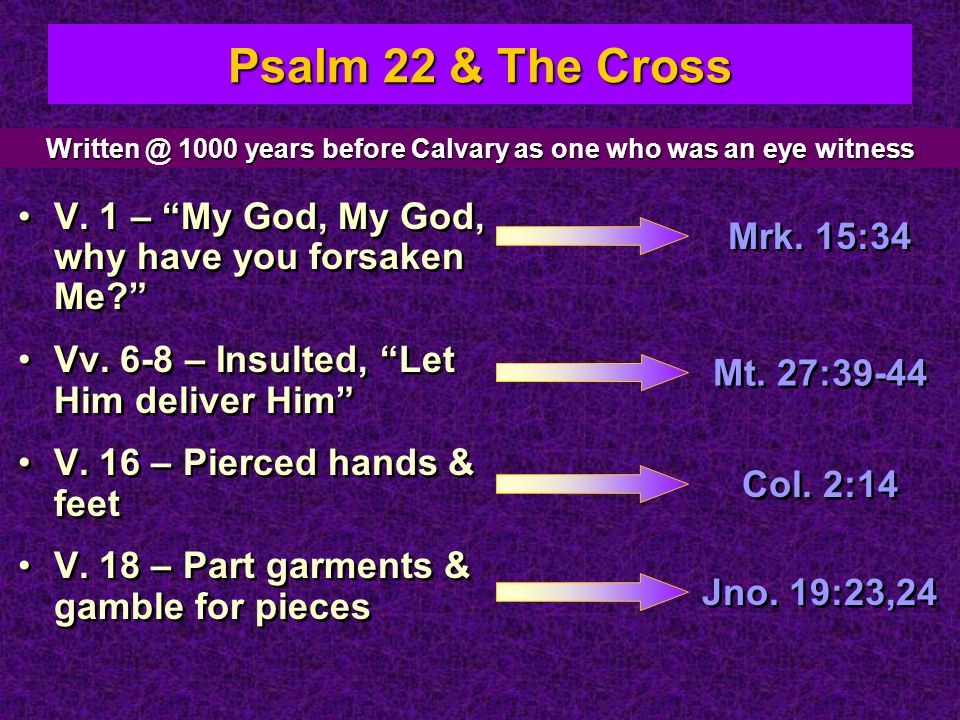 Psalm 22 & The Cross V. 1 – My God, My God, why have you forsaken Me.
