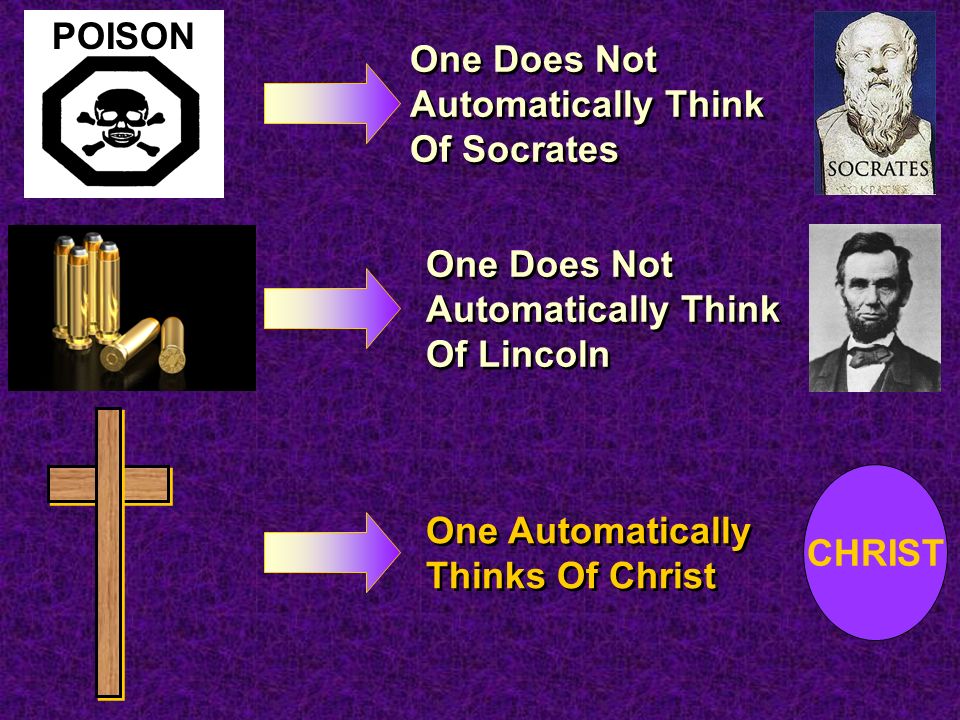 POISON One Does Not Automatically Think Of Socrates One Does Not Automatically Think Of Lincoln One Automatically Thinks Of Christ CHRIST