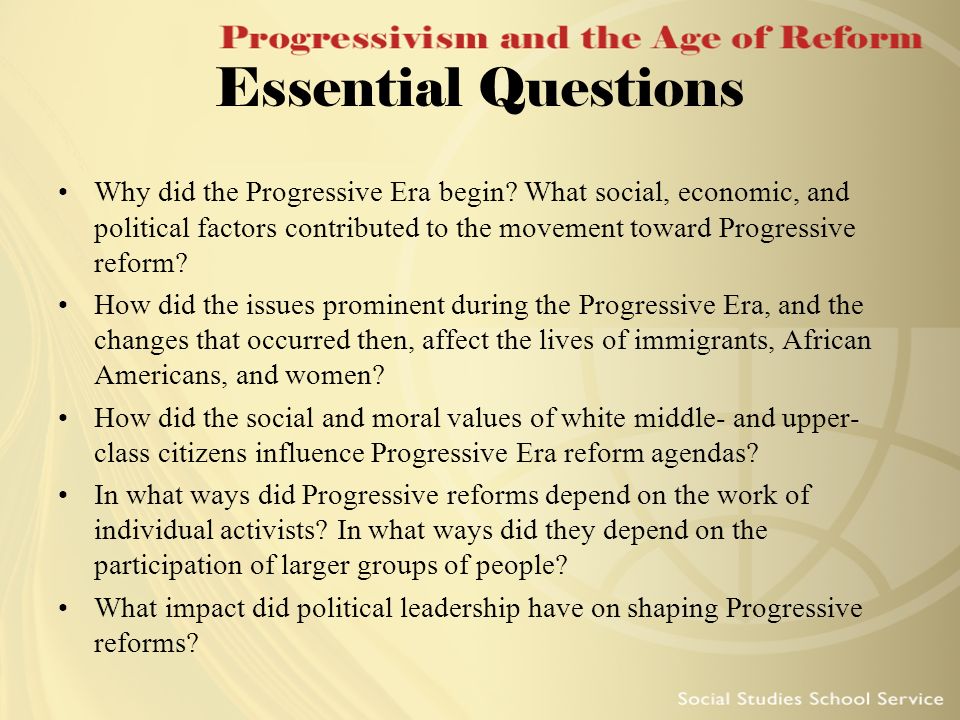 the people in control of the society during the progressive era the people in control of the society during the progressive era