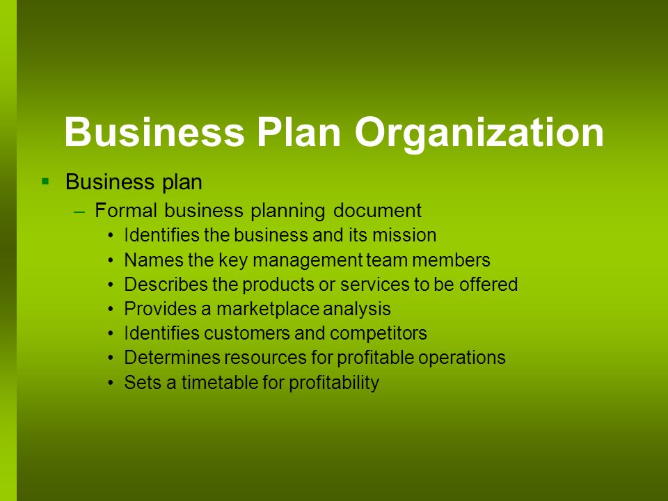Creating business plans