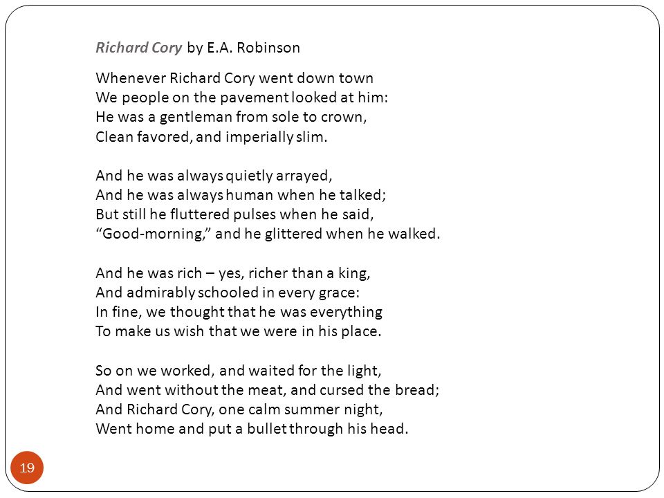an in depth analysis of the poem richard cory an in depth analysis of the poem richard cory