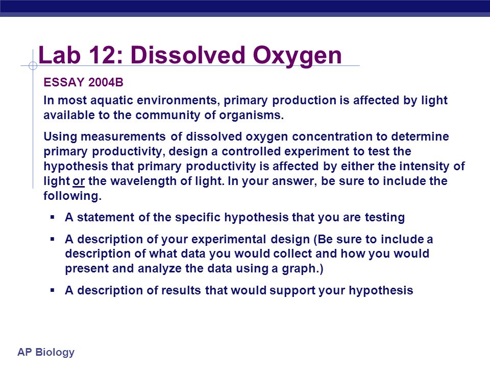 lab 12 dissolved oxygen essay 2001 lab 12 dissolved oxygen essay 2001