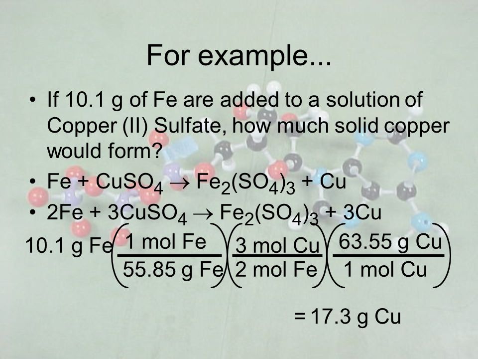 عکس+کس+زنم 2Fe + 3CuSO 4 Fe 2 (SO 4 ) 3 + 3Cu 0.181 mol Fe 2 mol Fe 3 mol Cu ...