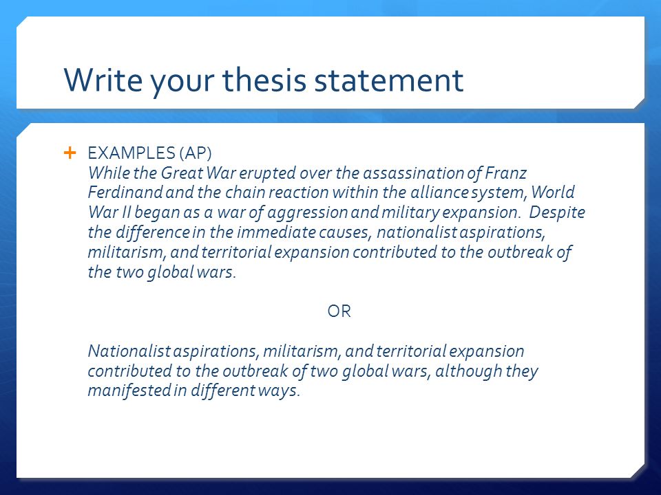 Examples of comparison essay thesis statements