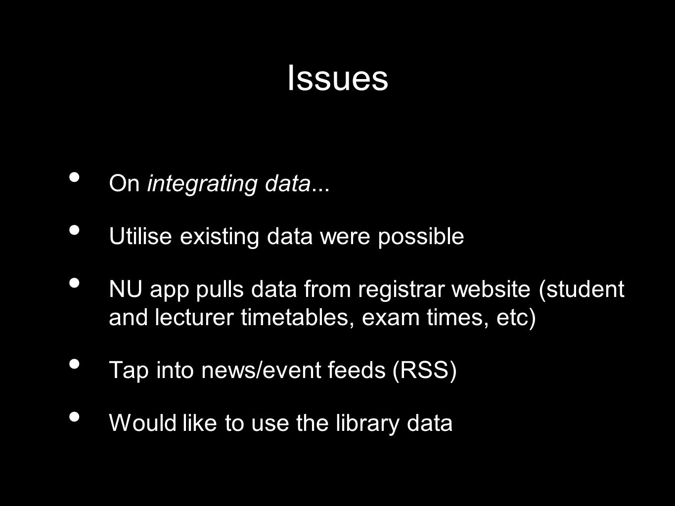 Issues On integrating data...